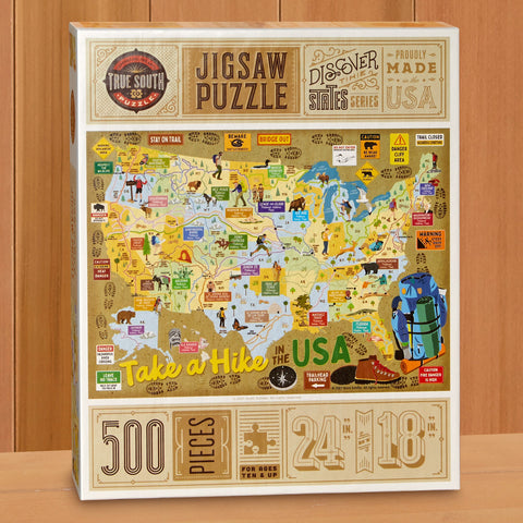 500 Piece Jigsaw Puzzle, "Take a Hike in the USA" by Scott Schiller