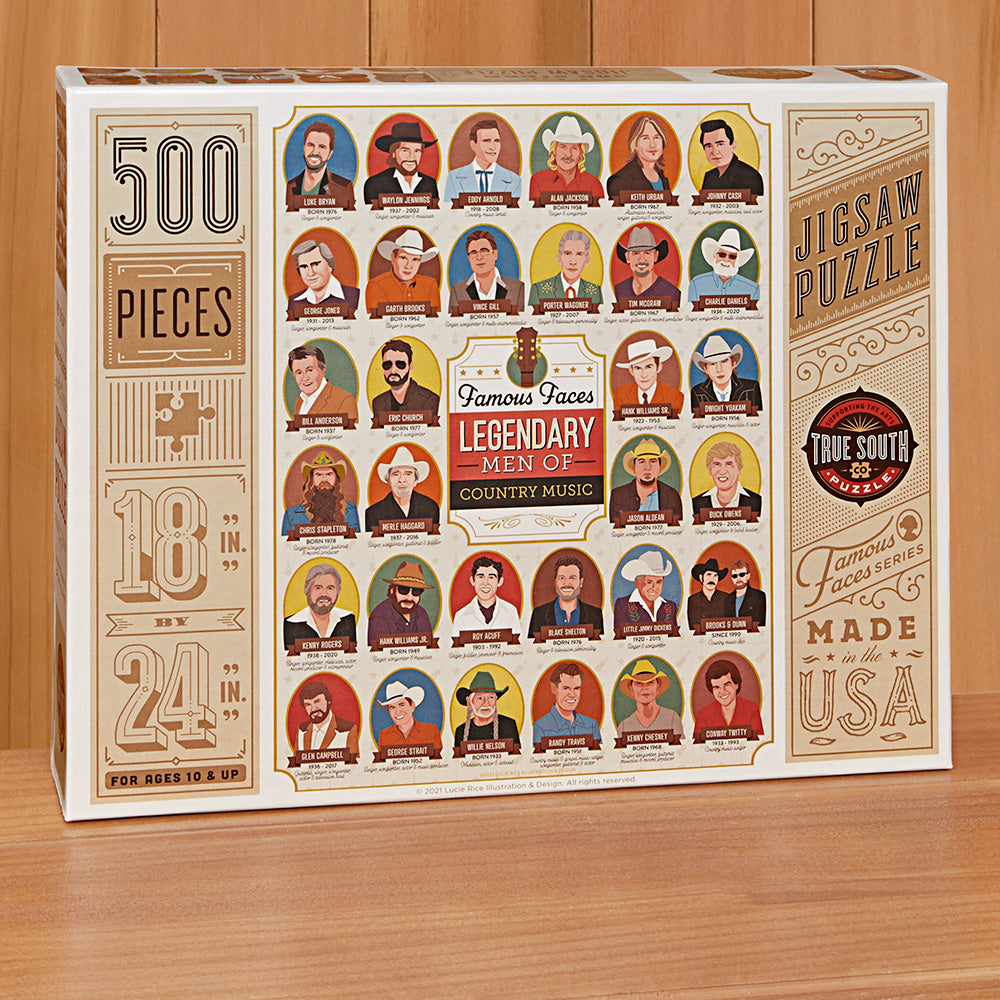 500 Piece Jigsaw Puzzle, "Legendary Men of Country Music" by Lucie Rice