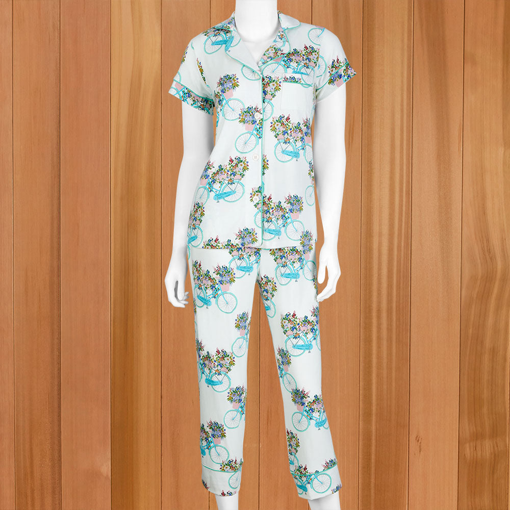 The Cat's Pajamas Women's Pima Knit Capri Pajama Set, Bicyclette