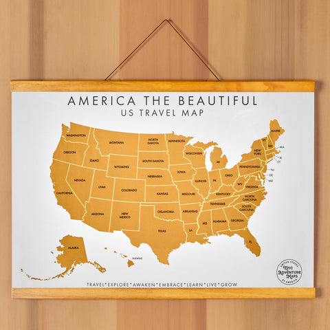 Epic Adventure Maps Scratch-Off Poster and Frame, "America the Beautiful"