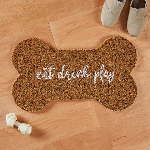 Coir Dog Bone Doormat, Eat Drink Play