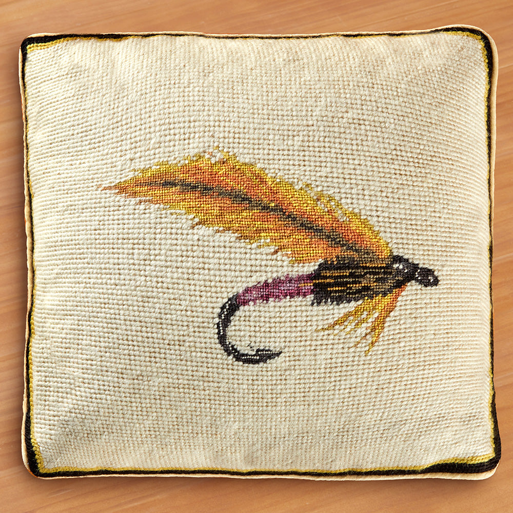 Michaelian Home 12" Needlepoint Pillow, Dry Fishing Fly