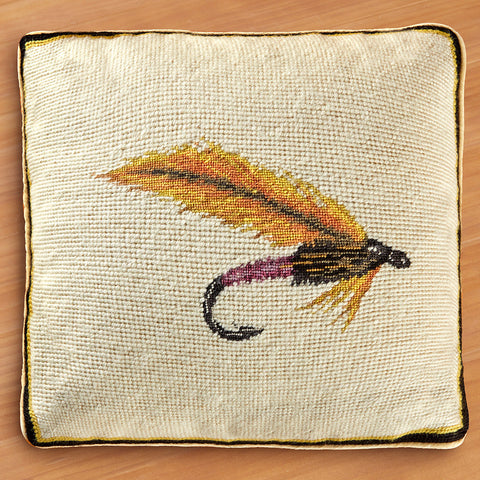 Michaelian Home 12" Needlepoint Pillow, Dry Fishing Fly