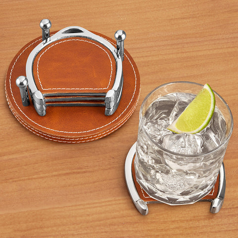 Leather Horse Bit Coaster Set