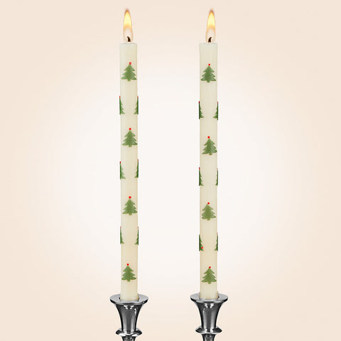 Christmas Tree Beeswax Taper Candles, Box of 2