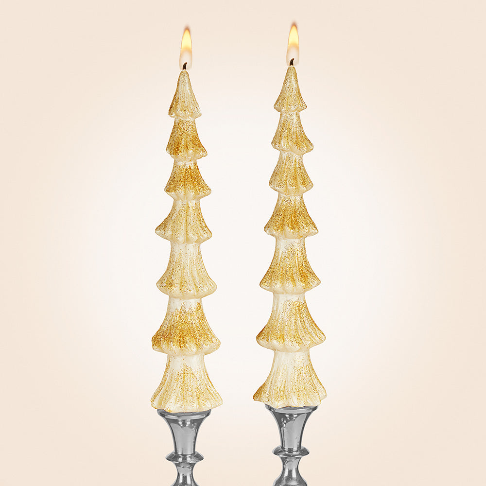 Fir Tree Beeswax Taper Candles, Box of 2