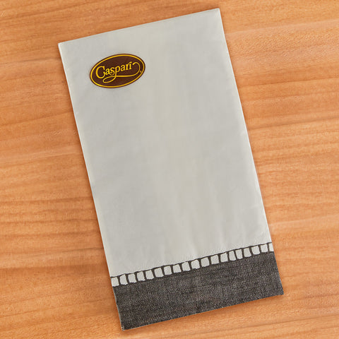 Caspari Paper Napkins & Guest Towels, Black Linen Border