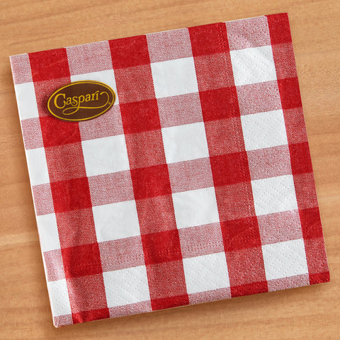 Caspari Paper Napkins, Gingham in Red