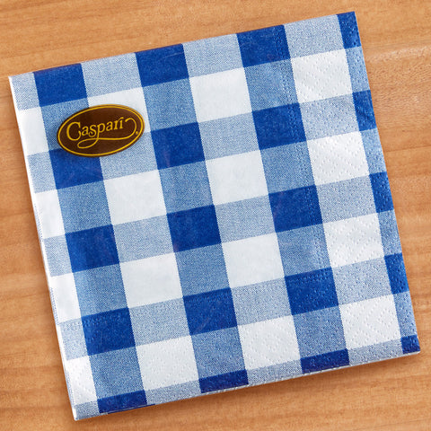 Caspari Paper Napkins, Gingham in Blue