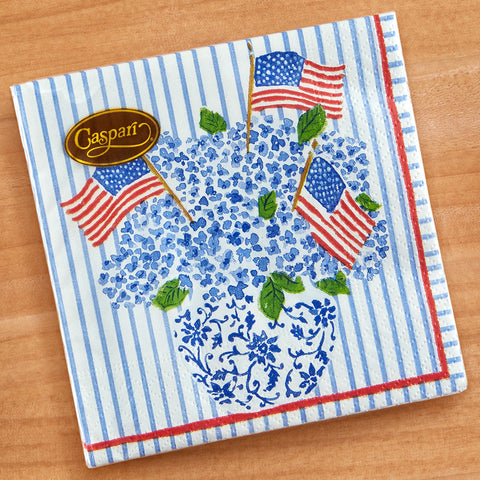 Caspari Paper Napkins & Guest Towels, Flags and Hydrangeas