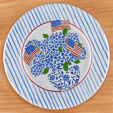 Caspari Paper Plates, Flags and Hydrangeas