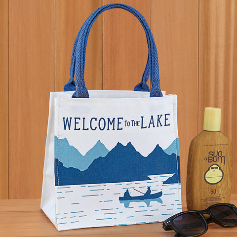 rockflowerpaper Itsy Bitsy Canvas Tote Bag, Welcome to The Lake