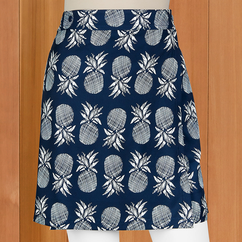 Charlie Paige Women's Essential Beach Wrap Skirt, Navy Pineapple