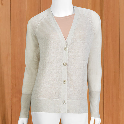 Kinross Cashmere Women's V-Neck Linen Cardigan