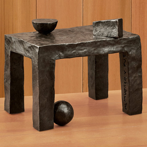 "Lunch and Soccer" Bronze Table Sculpture by Manuel Ferreiro