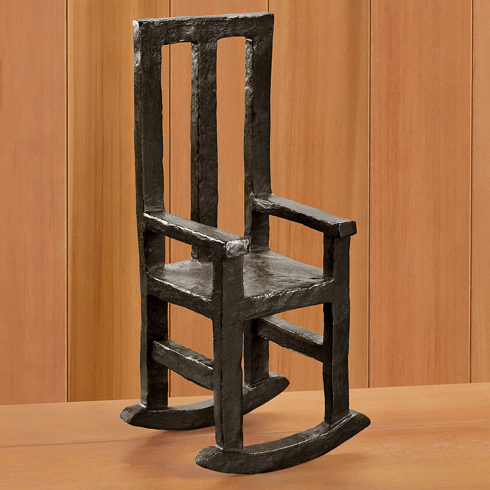 "Humor" Bronze Rocking Chair Sculpture by Manuel Ferreiro