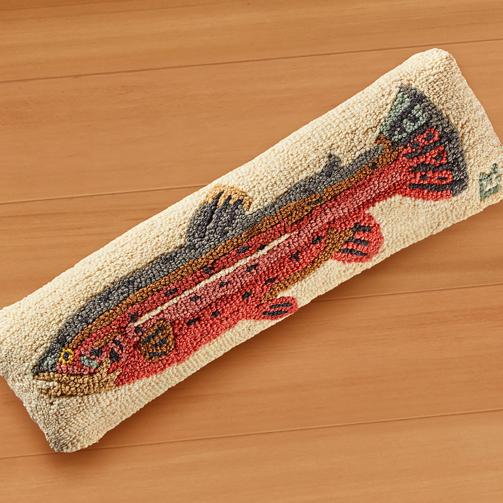 Chandler 4 Corners 24" x 8" Hooked Pillow, Bright Trout