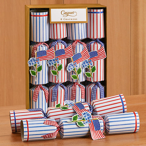 Caspari Party Crackers – Flags and Hydrangeas