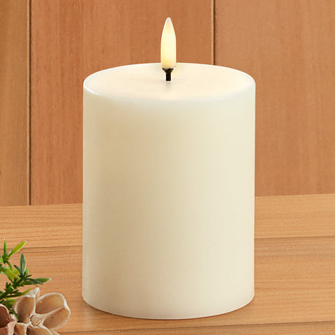 Unscented Flameless Pillar Candle, Ivory