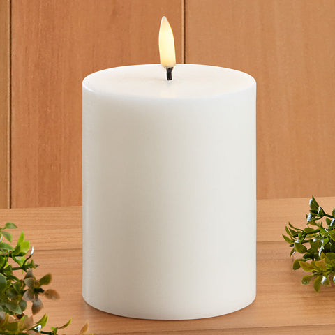 Unscented Flameless Pillar Candle, White
