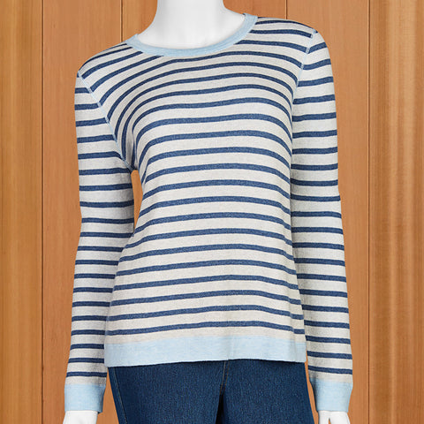Kinross Cashmere Women's Reversible Stripe Pullover