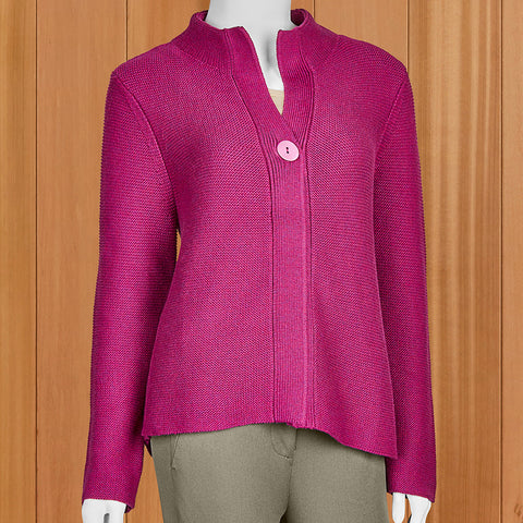 Kinross Cashmere Women's One-Button Textured Cardigan