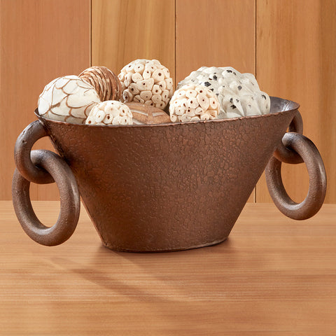 Ring-Handled Textured Iron Bowl