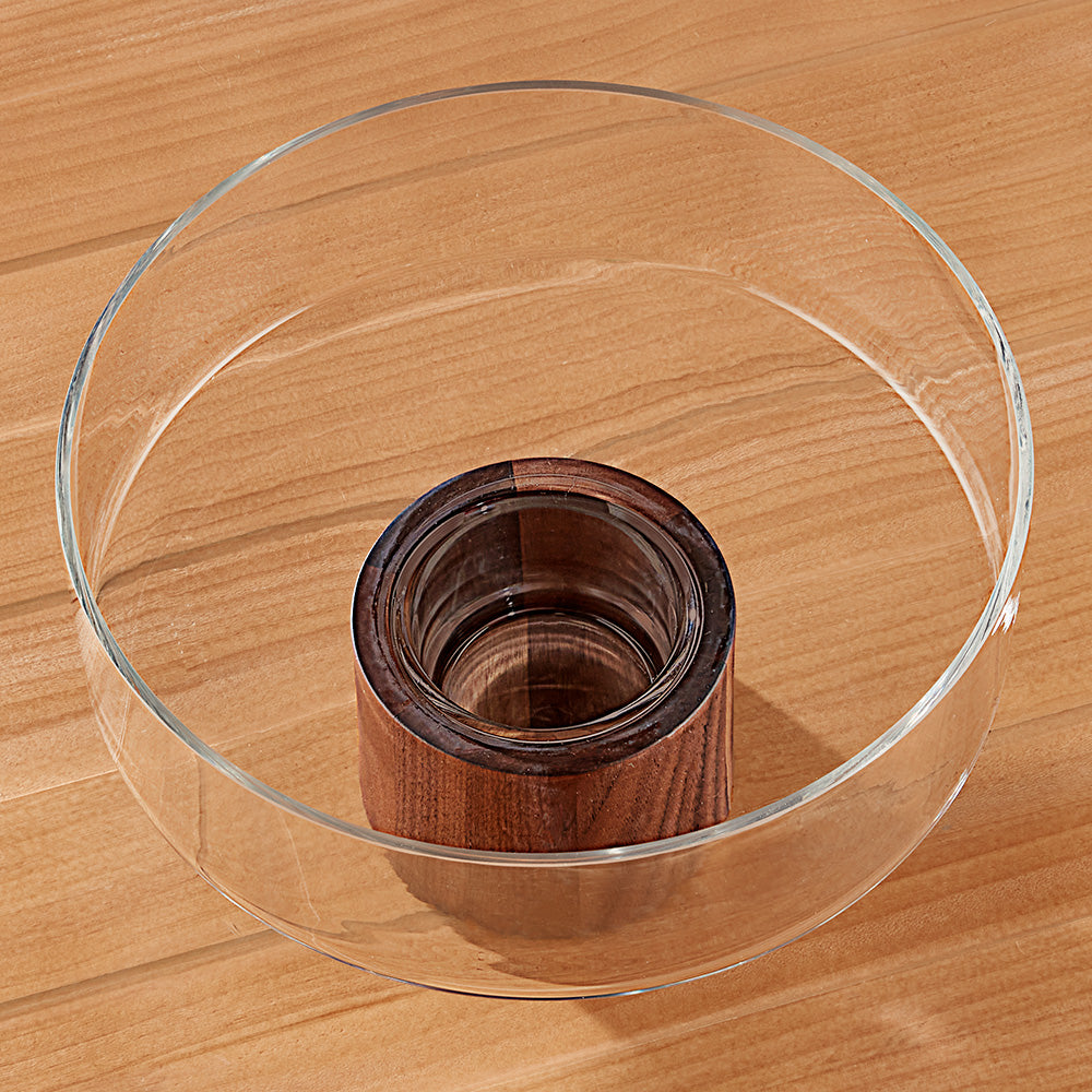 West Indies Glass and Walnut Serving Bowl