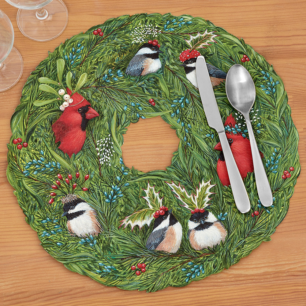 Hester & Cook Paper Placemats, Winter Songbirds