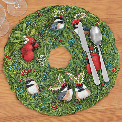 Hester & Cook Paper Placemats, Winter Songbirds