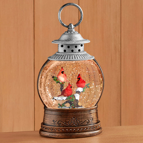 LED Snow Globe Lantern – Cardinals