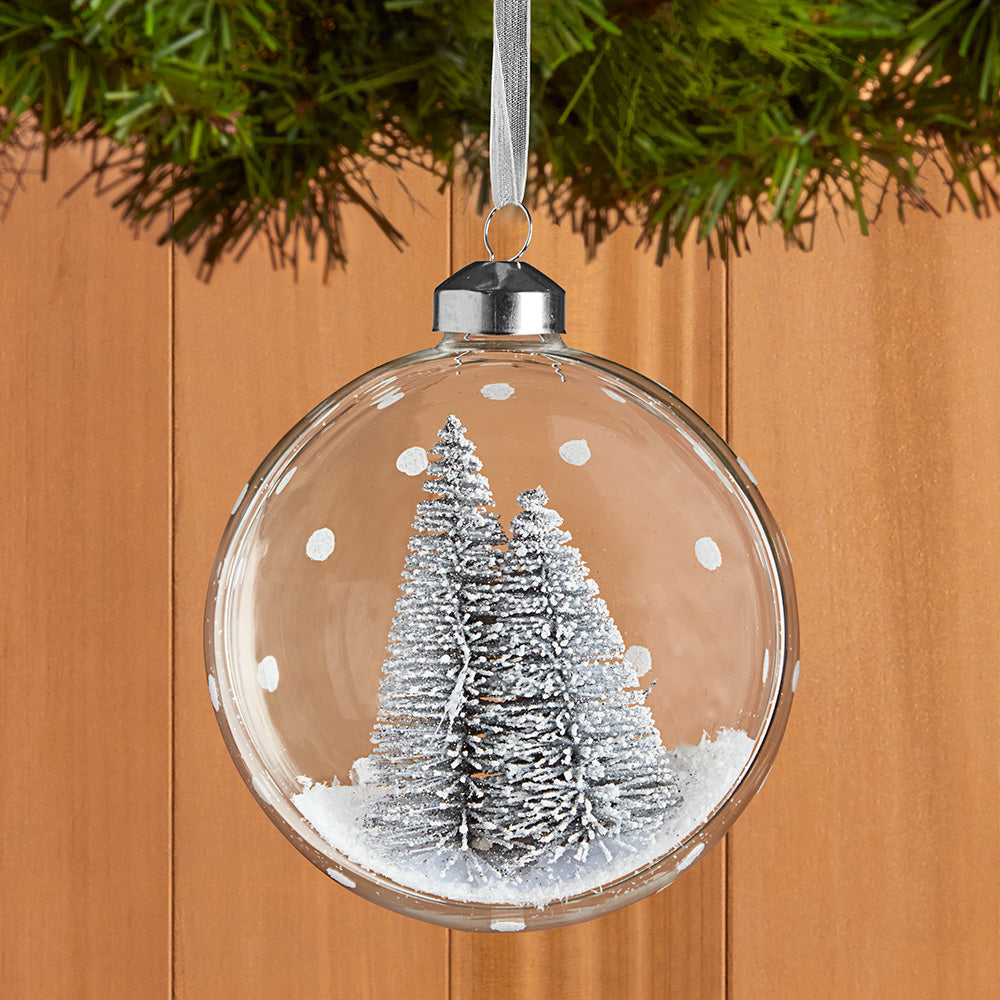 Tinsel Tree Glass Globe Ornament
