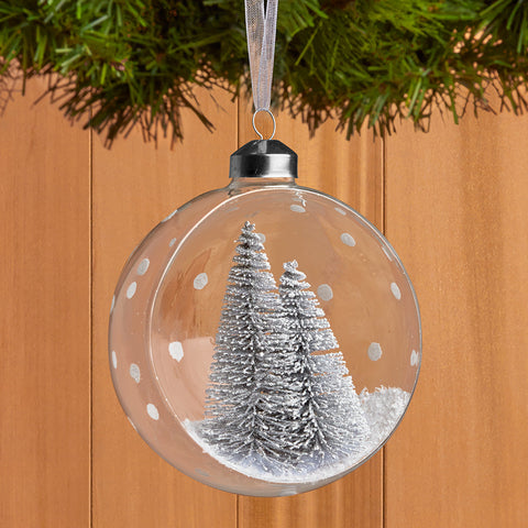 Tinsel Tree Glass Globe Ornament