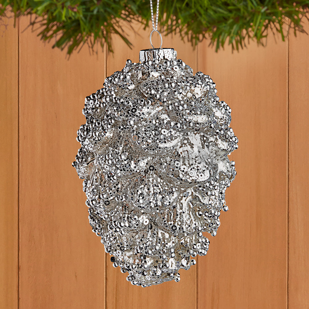 Antiqued Glass Pine Cone Ornament