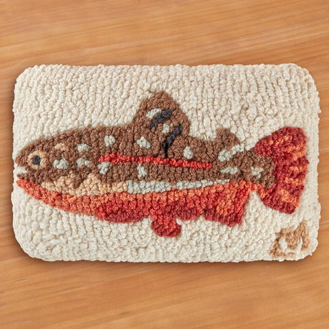 Chandler 4 Corners 12" x 8" Hooked Pillow, Maple Trout