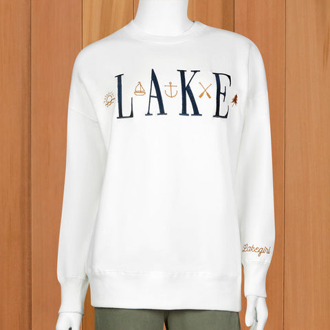 Lakegirl Women's Sanded Fleece Boyfriend-Cut Lake Sweatshirt
