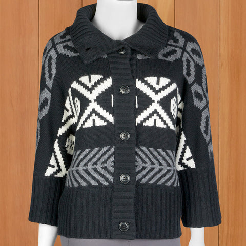 Kinross Cashmere Women's Cropped Nordic Cowl Cardigan