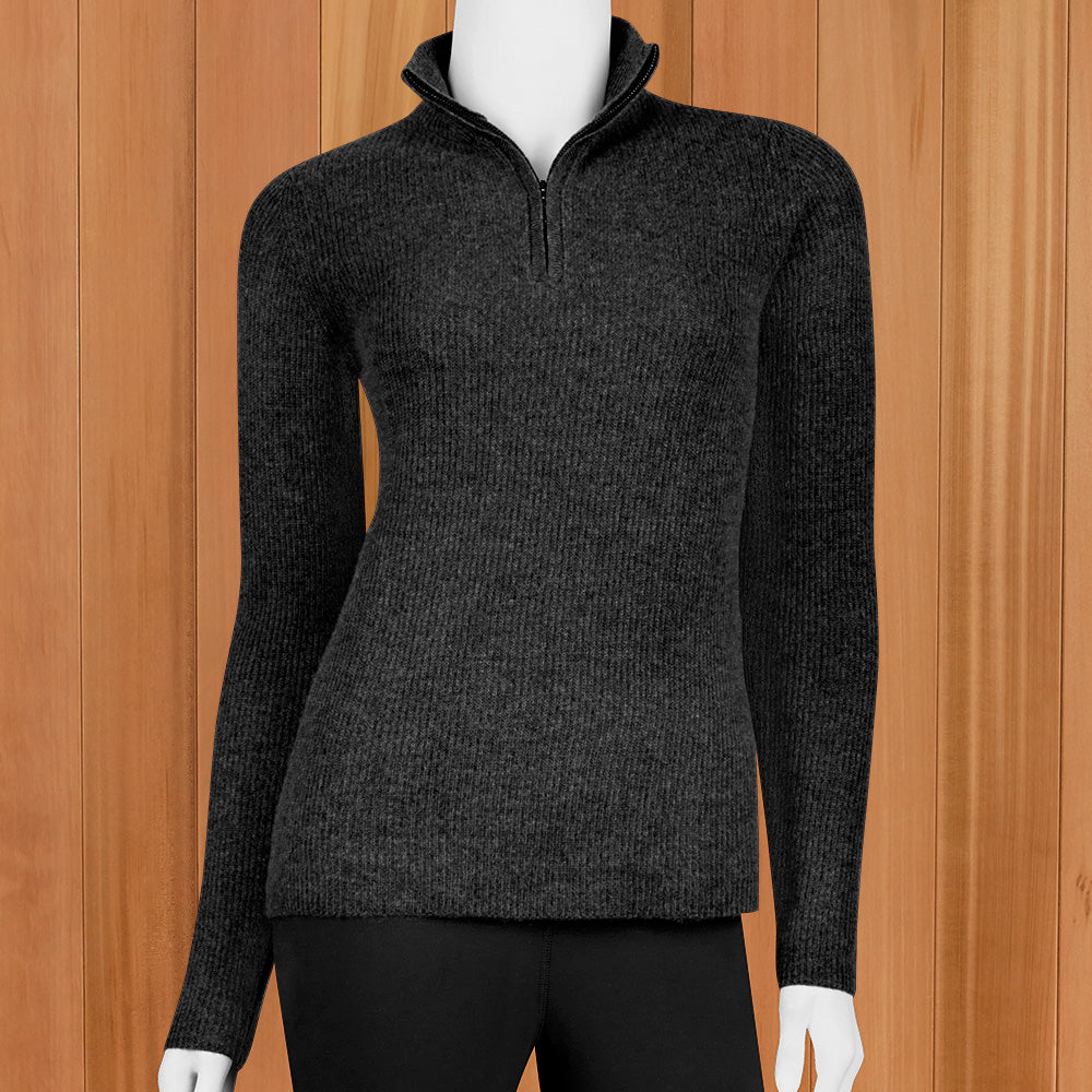 Kinross Cashmere Women's Ribbed Quarter-Zip Pullover – To