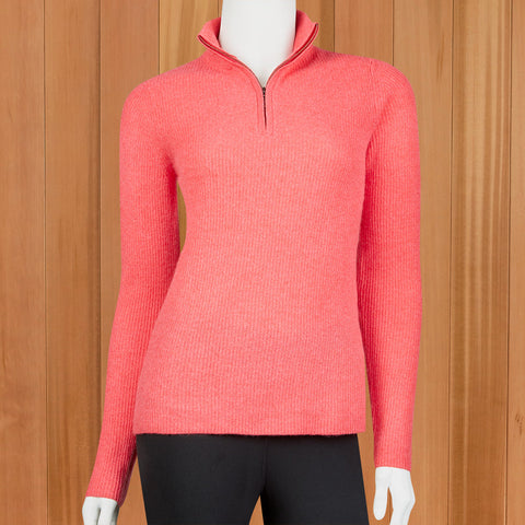 Kinross Cashmere Women's Ribbed Quarter-Zip Pullover