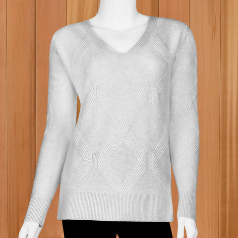 Kinross Cashmere Women's Luxe Cable V-Neck Sweater, Medium