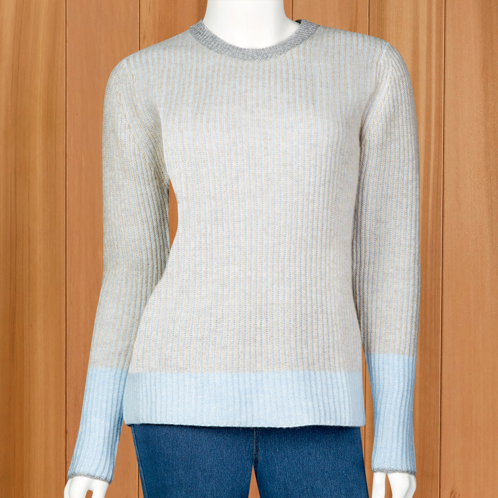 Kinross Cashmere Women's Ribbed Colorblock Sweater