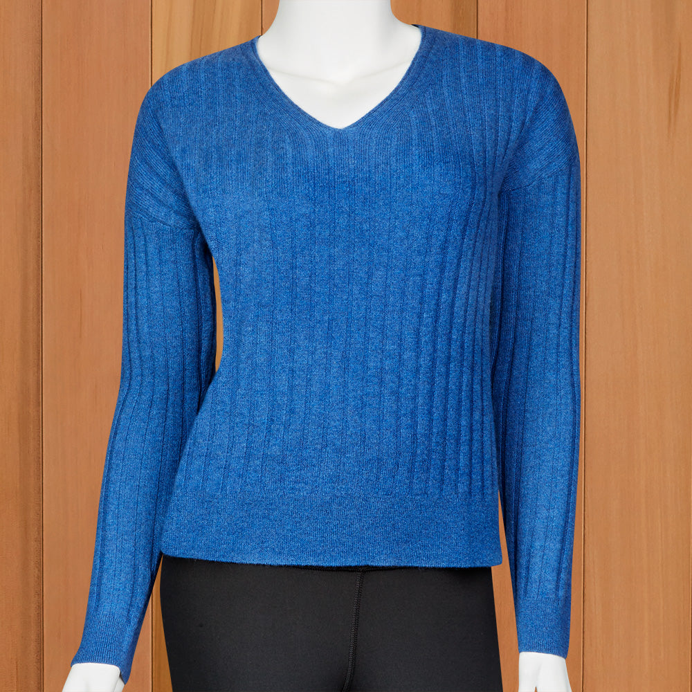 Kinross Cashmere Women's Ribbed V-Neck Sweater