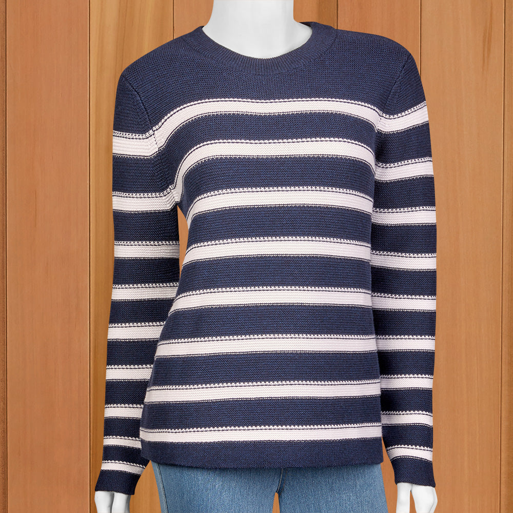 Kinross Cashmere Women's Textured Stripe Sweater