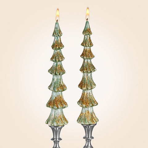 Fir Tree Beeswax Taper Candles, Box of 2
