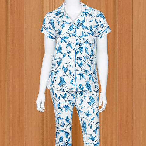 The Cat's Pajamas Women's Pima Knit Capri Pajama Set, Feathered Friend