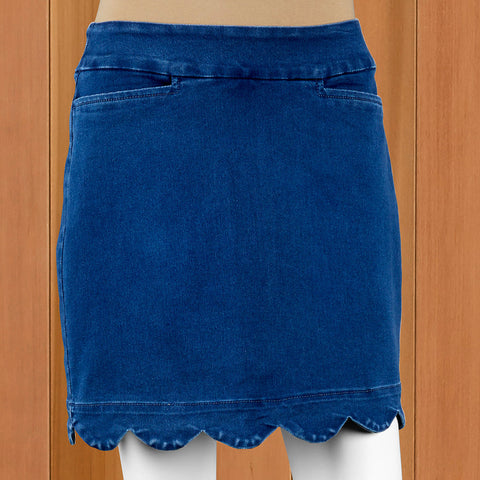 LuLu-B Denim Scalloped Skort