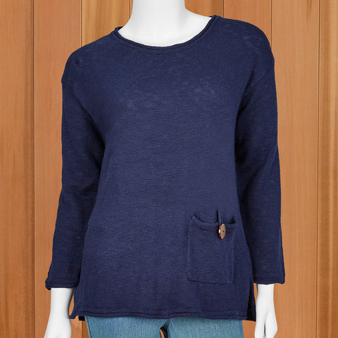 LuLu-B Women's Lightweight Button-Pocket Sweater