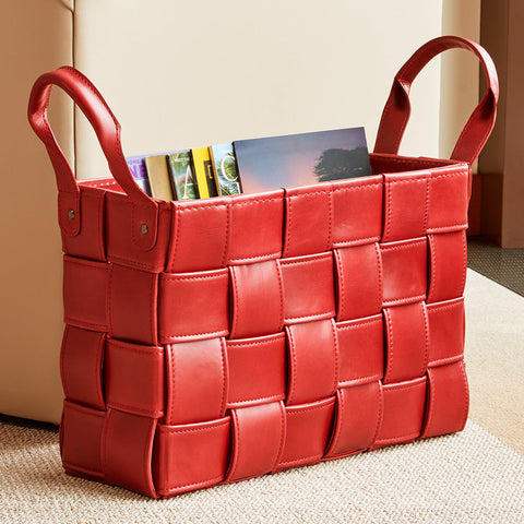 Woven Leather Storage Basket