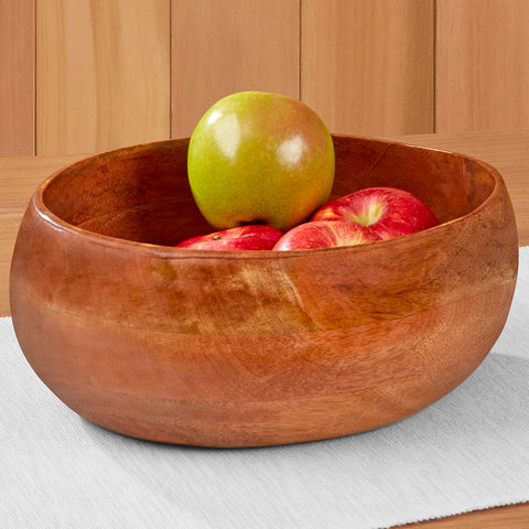 Gabonese Enameled Mango Wood Serving Bowl, Round