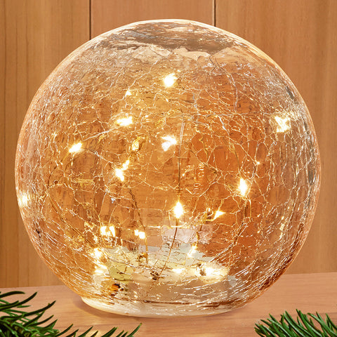 Torre & Tagus LED Crackle Glass Globe